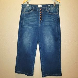 Nicole Miller Soho Highrise Wide Leg Crop Jeans Zise 12